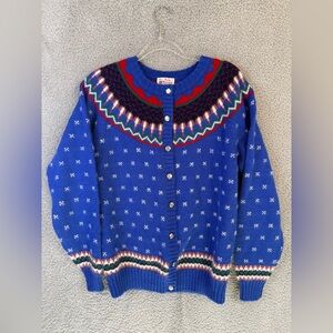 Lady Clansman Bermuda women’s wool fair isle sweater cardigan NWT L
